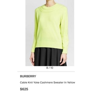 Burberry Cable Knit Yoke 100% Cashmere